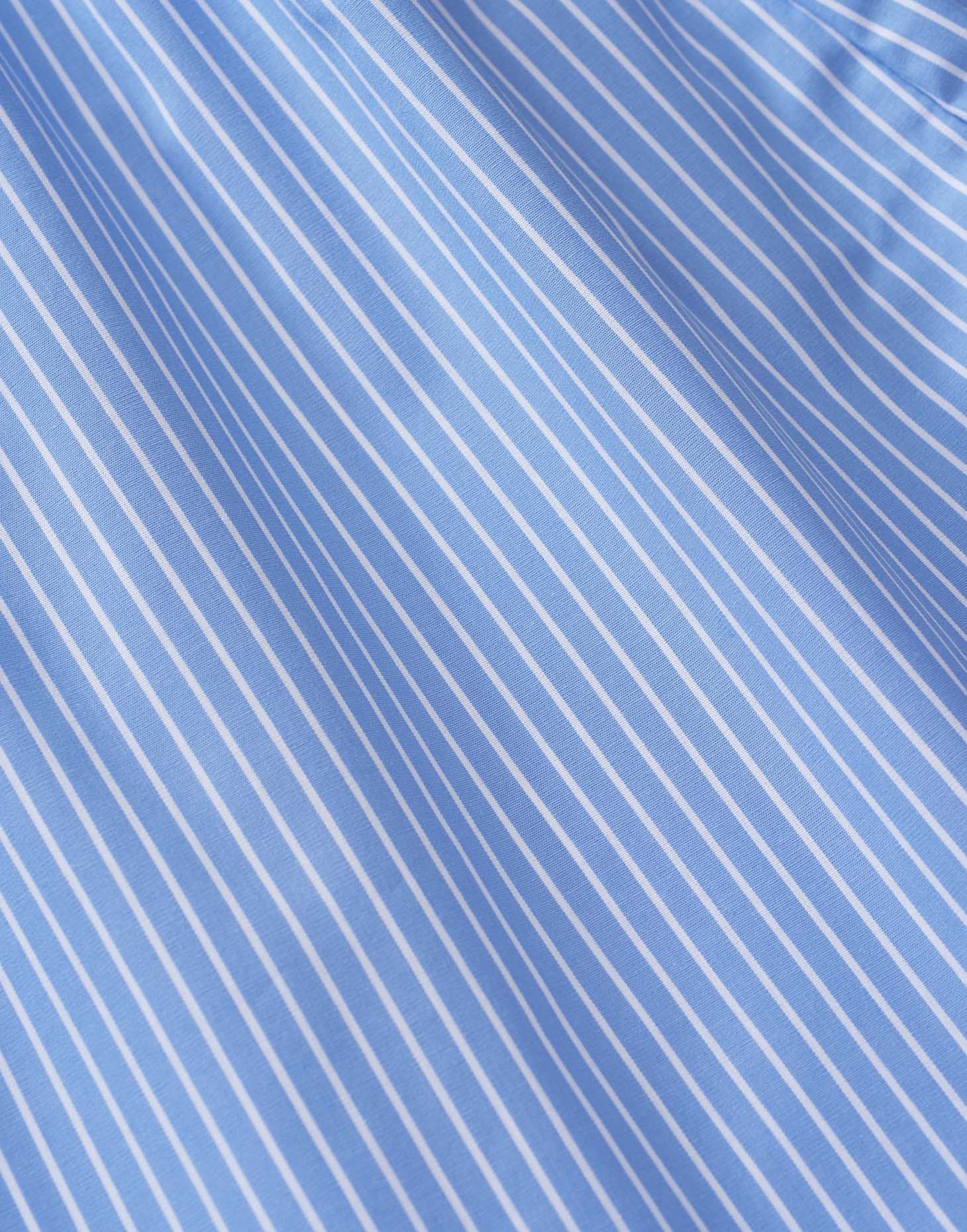 Men's Crisp Cotton Nightshirt – Sky Blue & White Stripe - Image 5