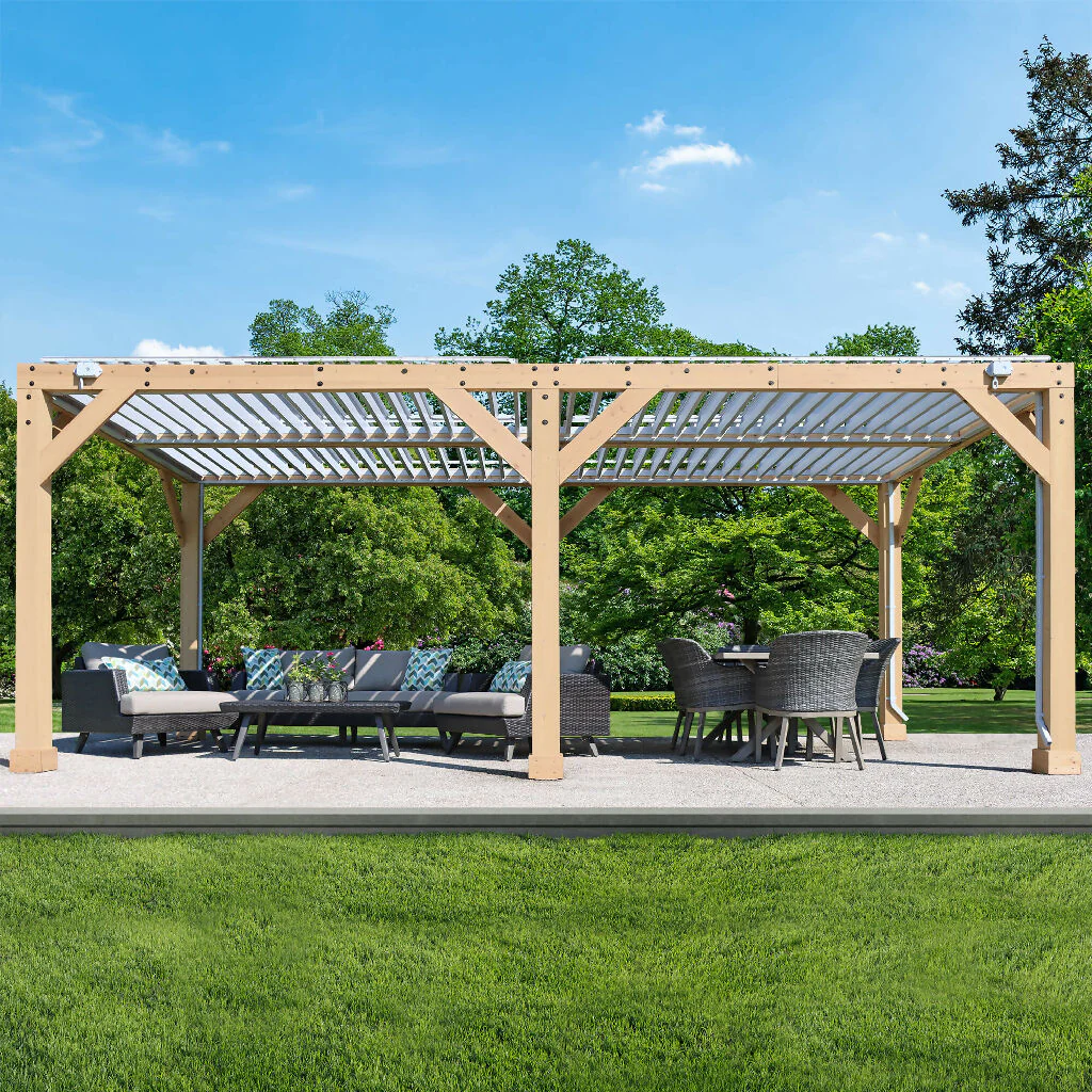 Meridian 13 x 11 (4m x 3.4m) Wood Pergola With Louvered Roof - Image 10