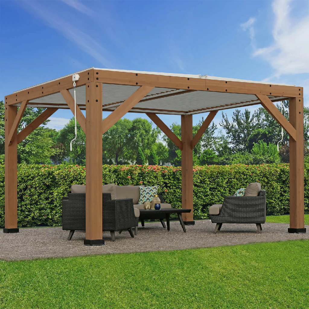 Meridian 13 x 11 (4m x 3.4m) Wood Pergola With Louvered Roof - Image 6