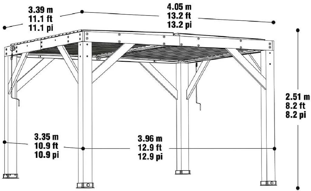 Meridian 13 x 11 (4m x 3.4m) Wood Pergola With Louvered Roof - Image 8