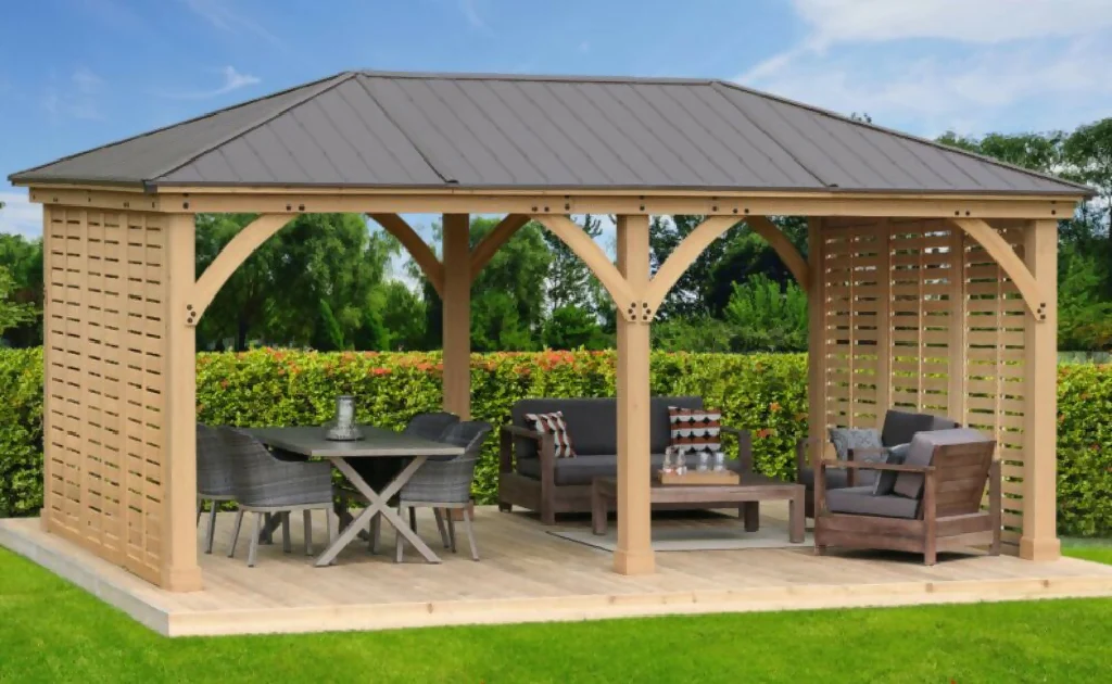 Meridian Gazebo 10ft x 10ft (3m x 3m) with Double Privacy Wall - Image 4