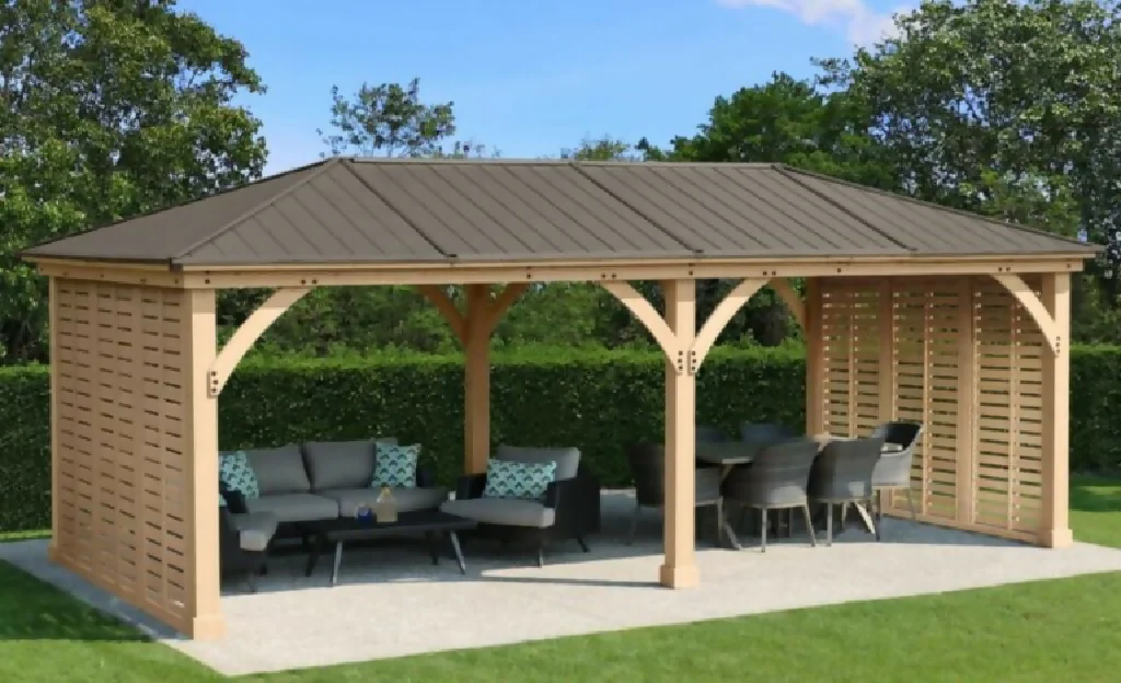 Meridian Gazebo 10ft x 10ft (3m x 3m) with Double Privacy Wall - Image 5