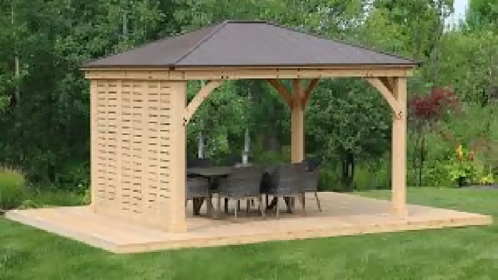 Meridian Gazebo 10ft x 10ft (3m x 3m) with Single Privacy Wall - Image 3