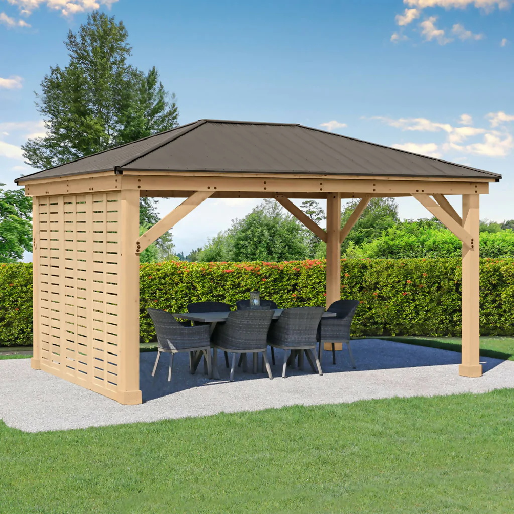 Meridian Gazebo 10ft x 10ft (3m x 3m) with Single Privacy Wall - Image 4