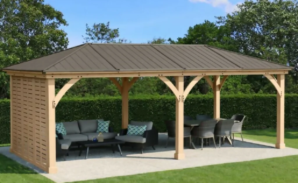 Meridian Gazebo 10ft x 10ft (3m x 3m) with Single Privacy Wall - Image 6