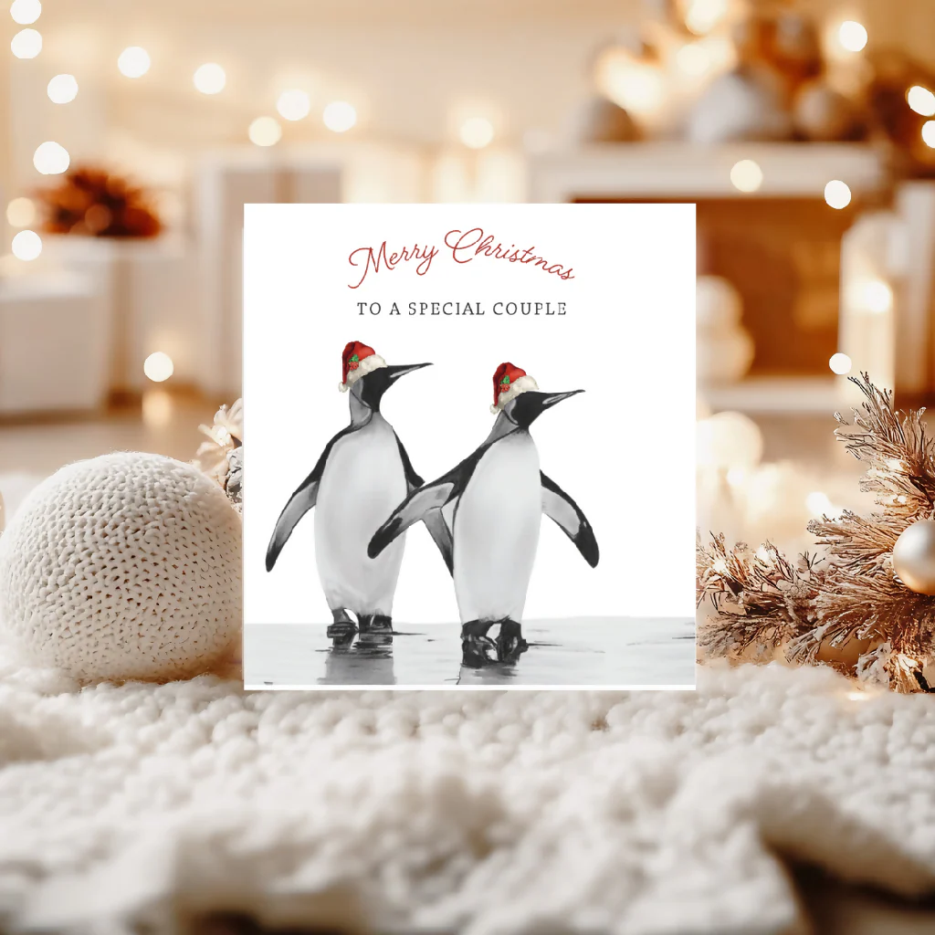 Merry Christmas To A Special Couple Penguin Christmas Card - Image 2