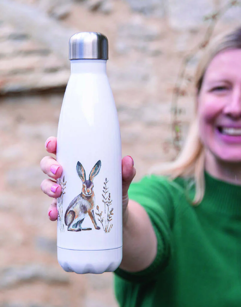 Metal Water Bottle with Cotswold Hare - Image 3