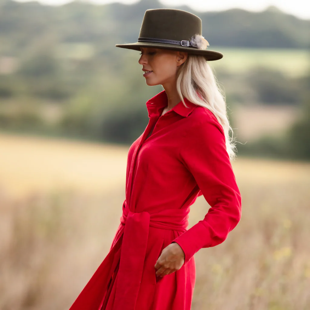 Marigold Corduroy Dress In Pillarbox Red - Image 2