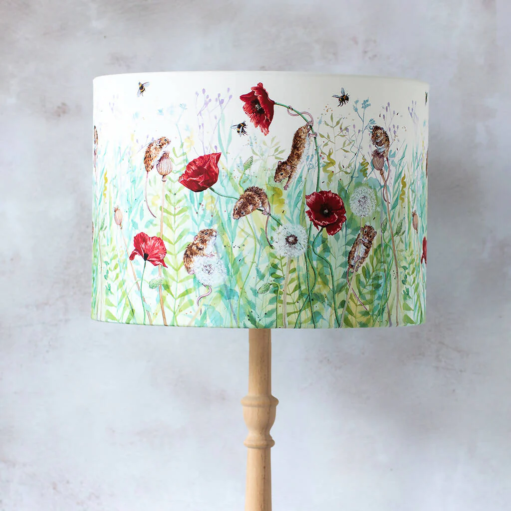 Mice and Poppies Canvas Lampshade - Image 2