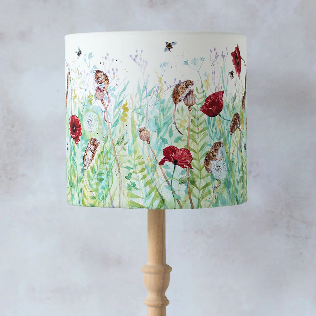 Mice and Poppies Canvas Lampshade - Image 3