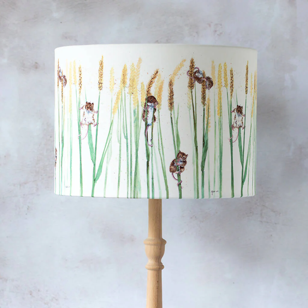 Mice and Wheat Canvas Lampshade in Cream - Image 2