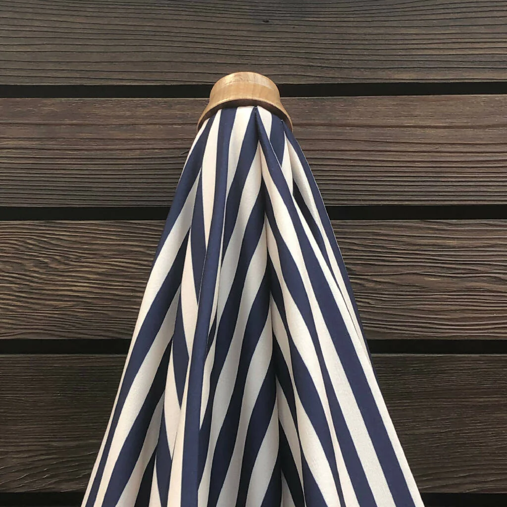 Midnight Blue/Antique White Stripe Large Tassel Fringed Outdoor Parasol - Image 5