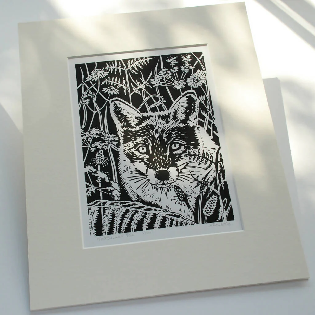 Midsummer Fox - Limited Edition - Original Linocut Print - Image 2