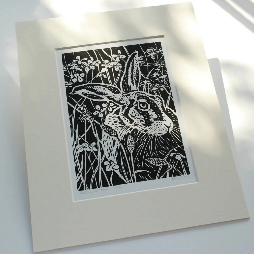 Midsummer Hare - Limited Edition - Original Linocut Print - Image 2