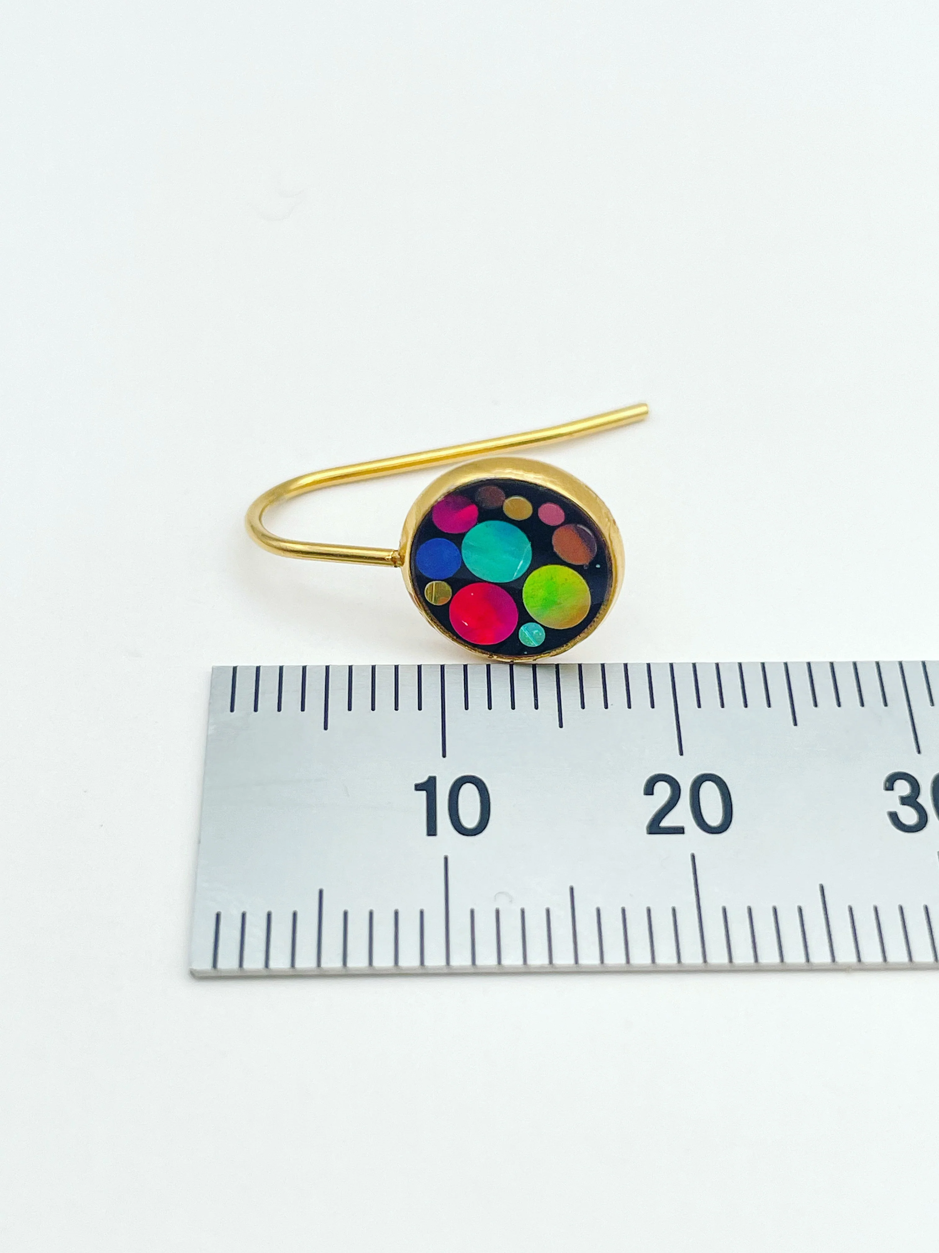 Mini disco drop earrings with colourful sparkles - Image 7
