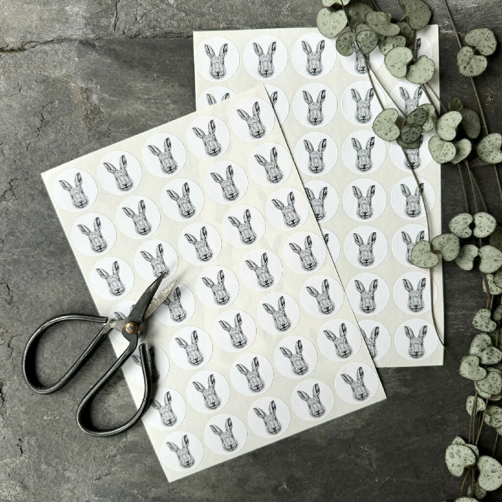 70 Mini Hare Stickers - (35 per sheet) - Image 2