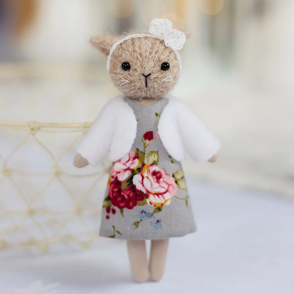 Miniature Cat Doll in Grey - Image 3
