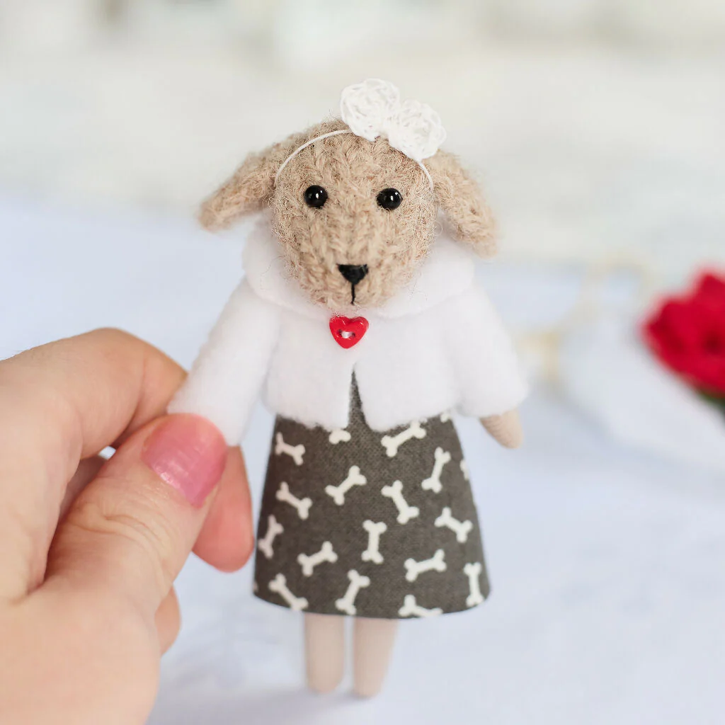 Miniature Dog Doll in Grey