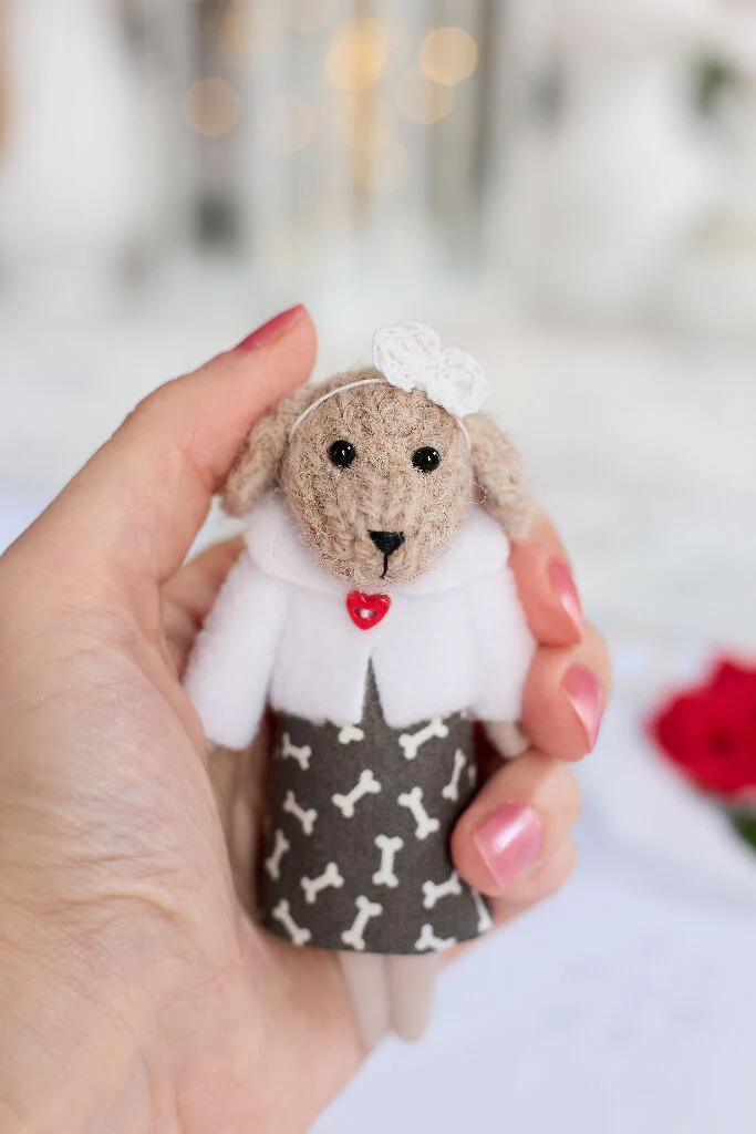 Miniature Dog Doll in Grey - Image 3