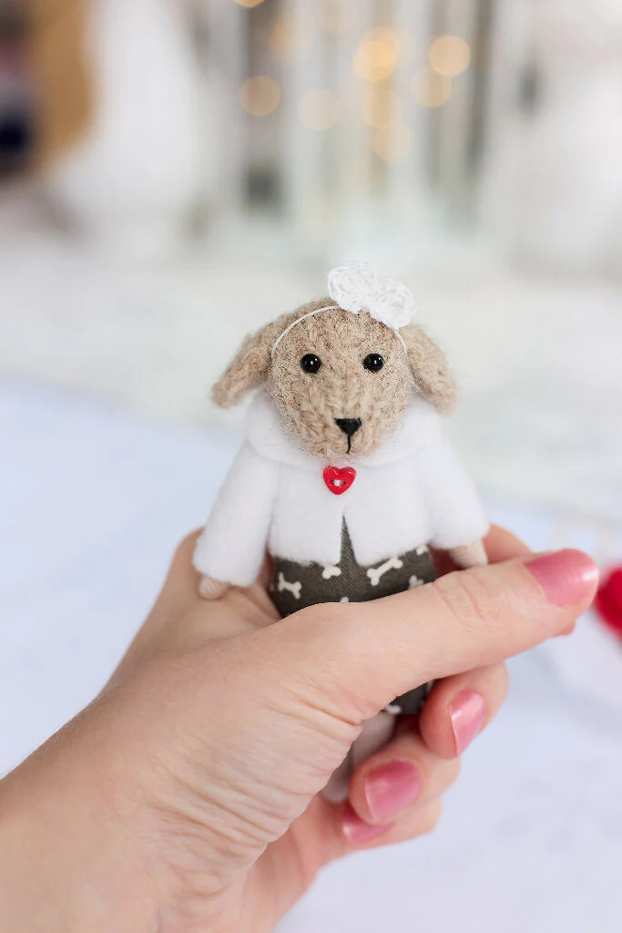 Miniature Dog Doll in Grey - Image 6