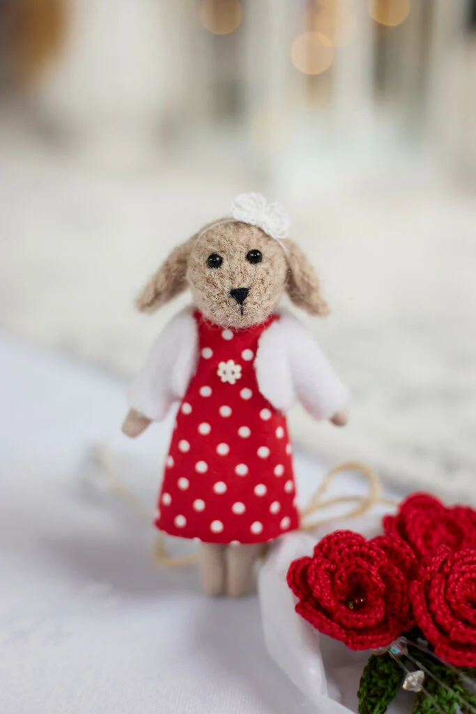 Miniature Dog Doll in Red - Image 3