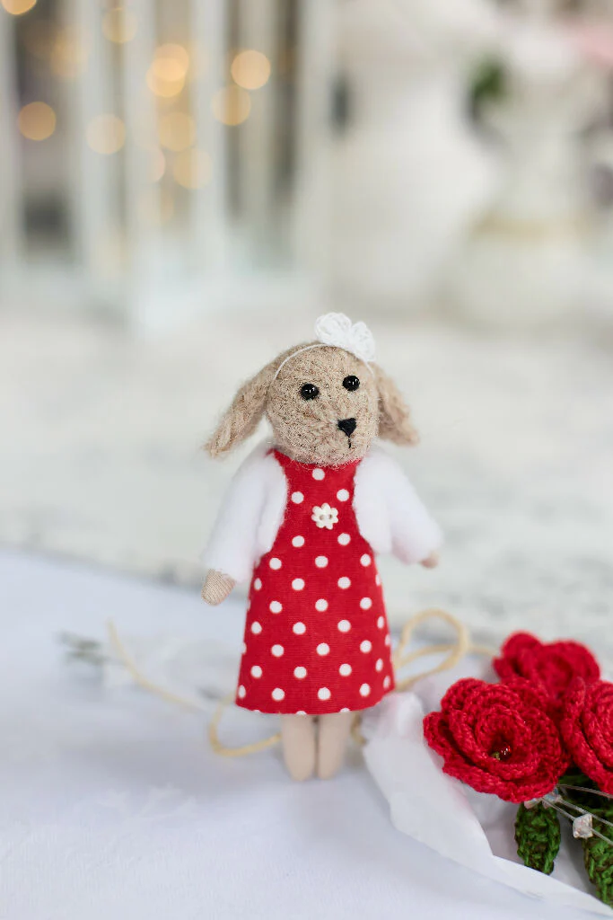 Miniature Dog Doll in Red - Image 4
