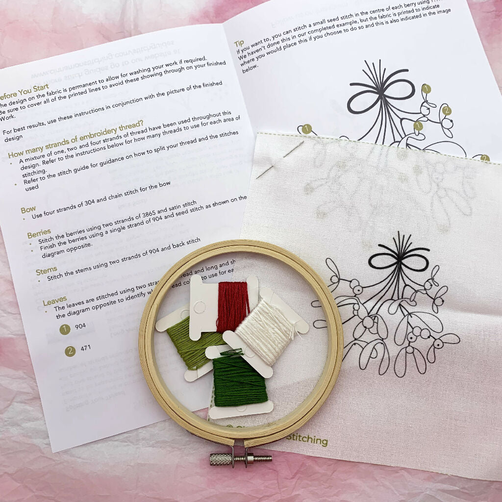 Mistletoe Embroidery Kit - Christmas Embroidery Kit - Image 7
