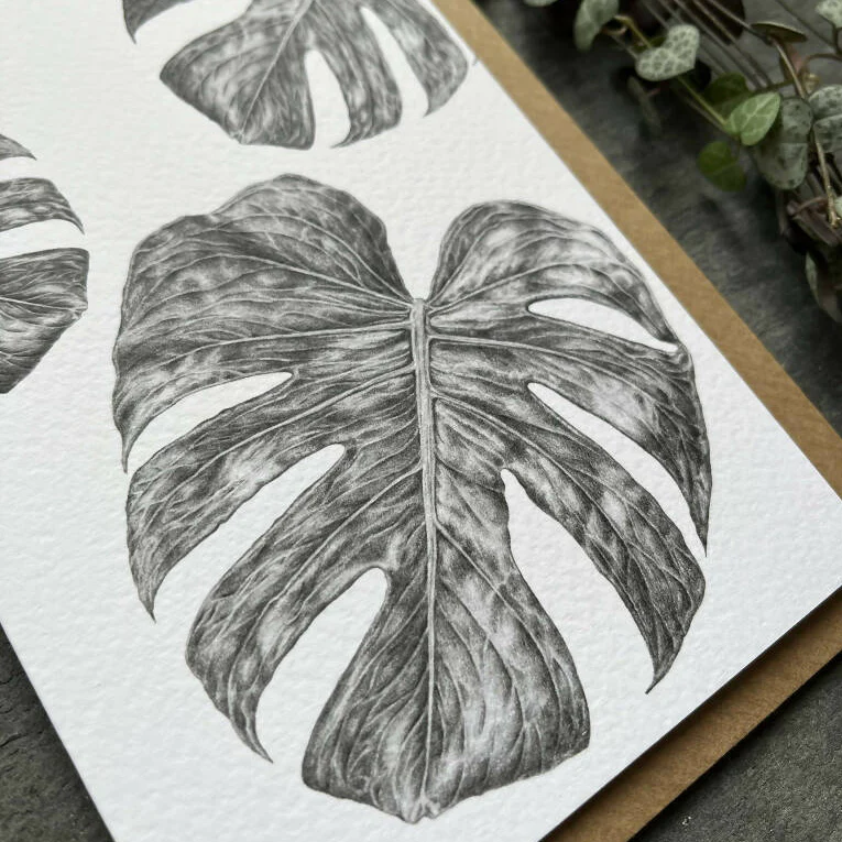 Monstera Leaf Blank Greetings Card - Image 2