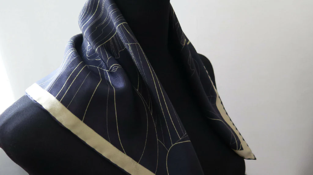 Hand Rolled Silk Scarf | Pure Silk Twill | Moon Rising - Image 4