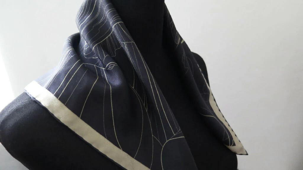 Hand Rolled Silk Scarf | Pure Silk Twill | Moon Rising - Image 5