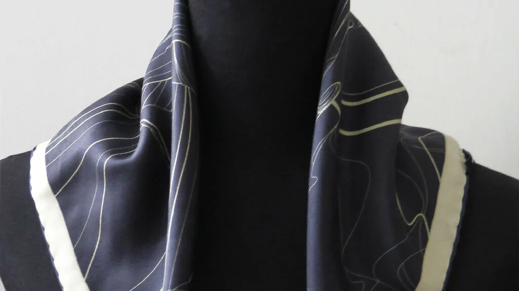 Hand Rolled Silk Scarf | Pure Silk Twill | Moon Rising - Image 6
