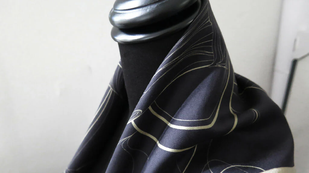 Hand Rolled Silk Scarf | Pure Silk Twill | Moon Rising - Image 7