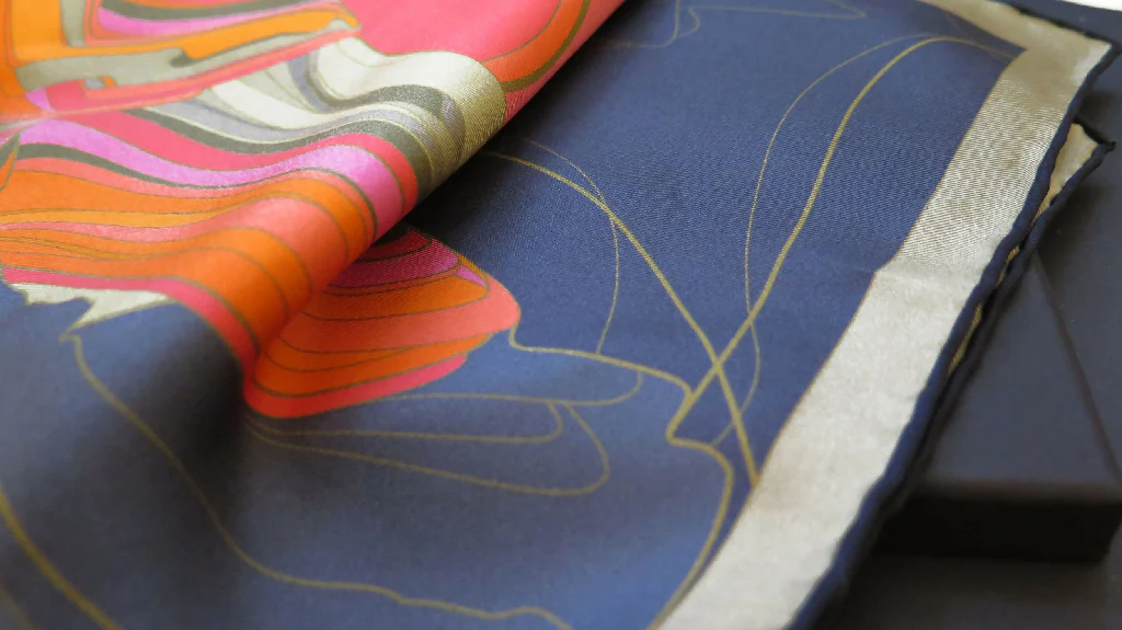 Hand Rolled Silk Scarf | Pure Silk Twill | Rose Moon Rising - Image 2