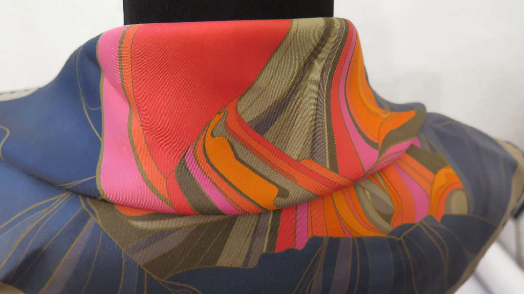 Hand Rolled Silk Scarf | Pure Silk Twill | Rose Moon Rising - Image 5