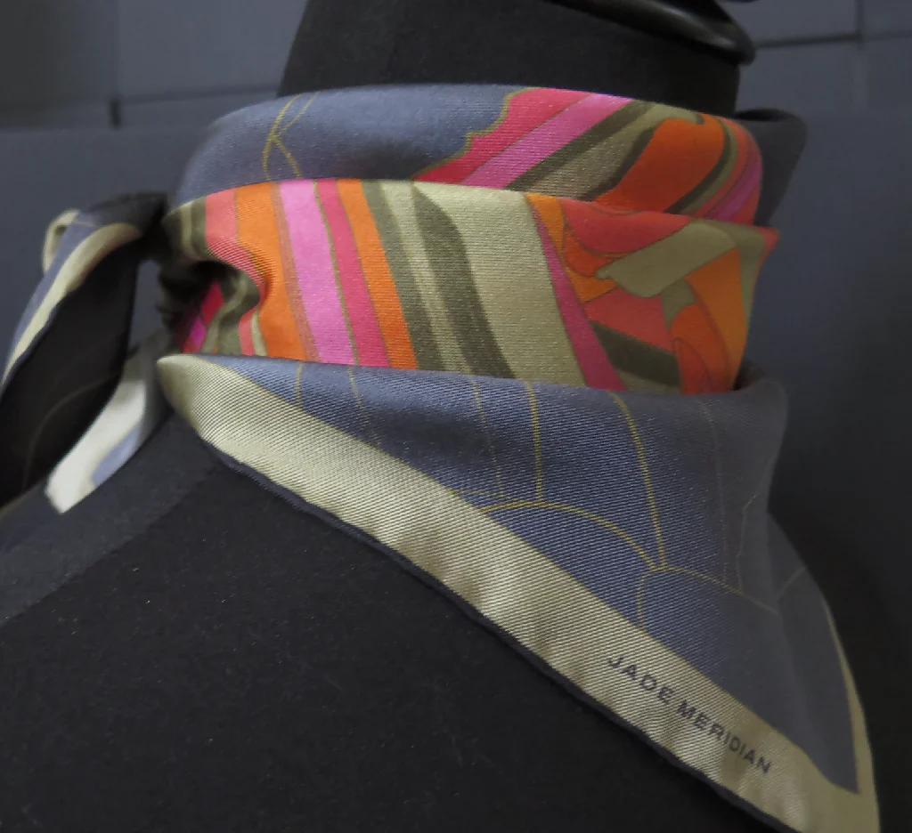 Hand Rolled Silk Scarf | Pure Silk Twill | Rose Moon Rising - Image 6