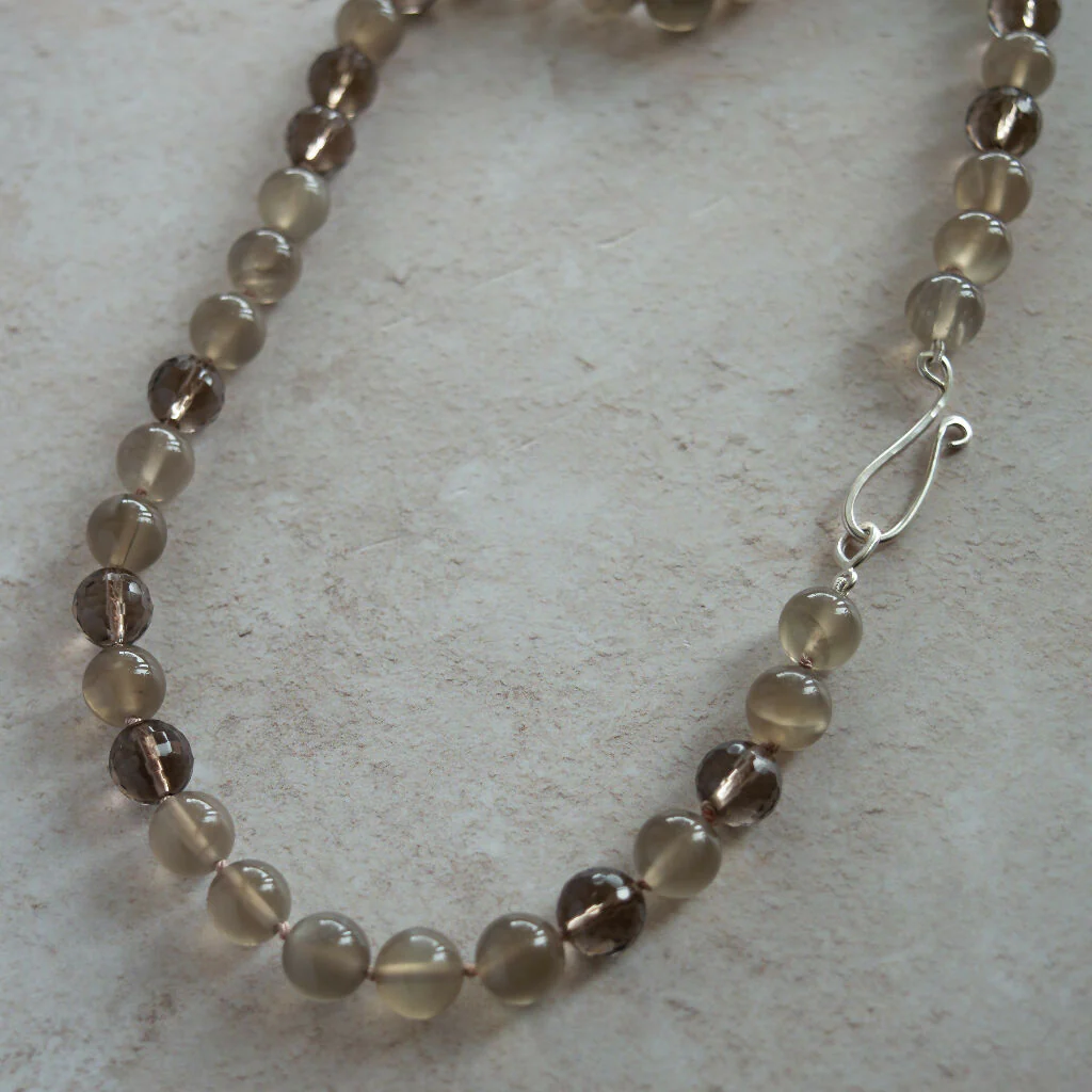 Moonstone,Smokey Quartz and Sterling Silver Gemstone Necklace - Image 3