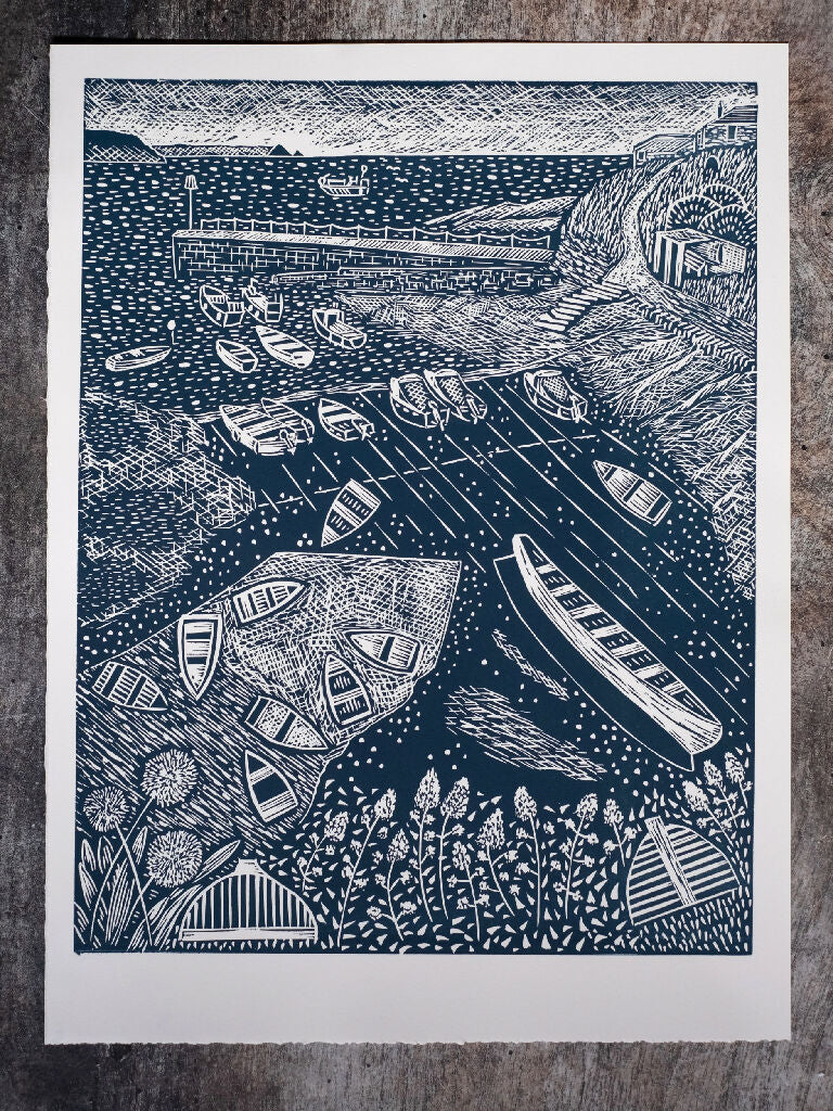Morning Coffee, Portscatho Lino Print - Image 3
