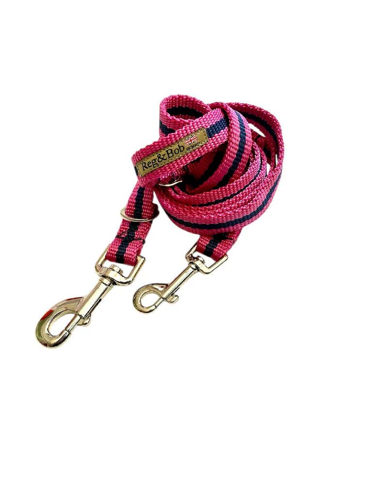 Multi-length Dog Lead In Pink and Navy Stripe - 2 Sizes - Image 4