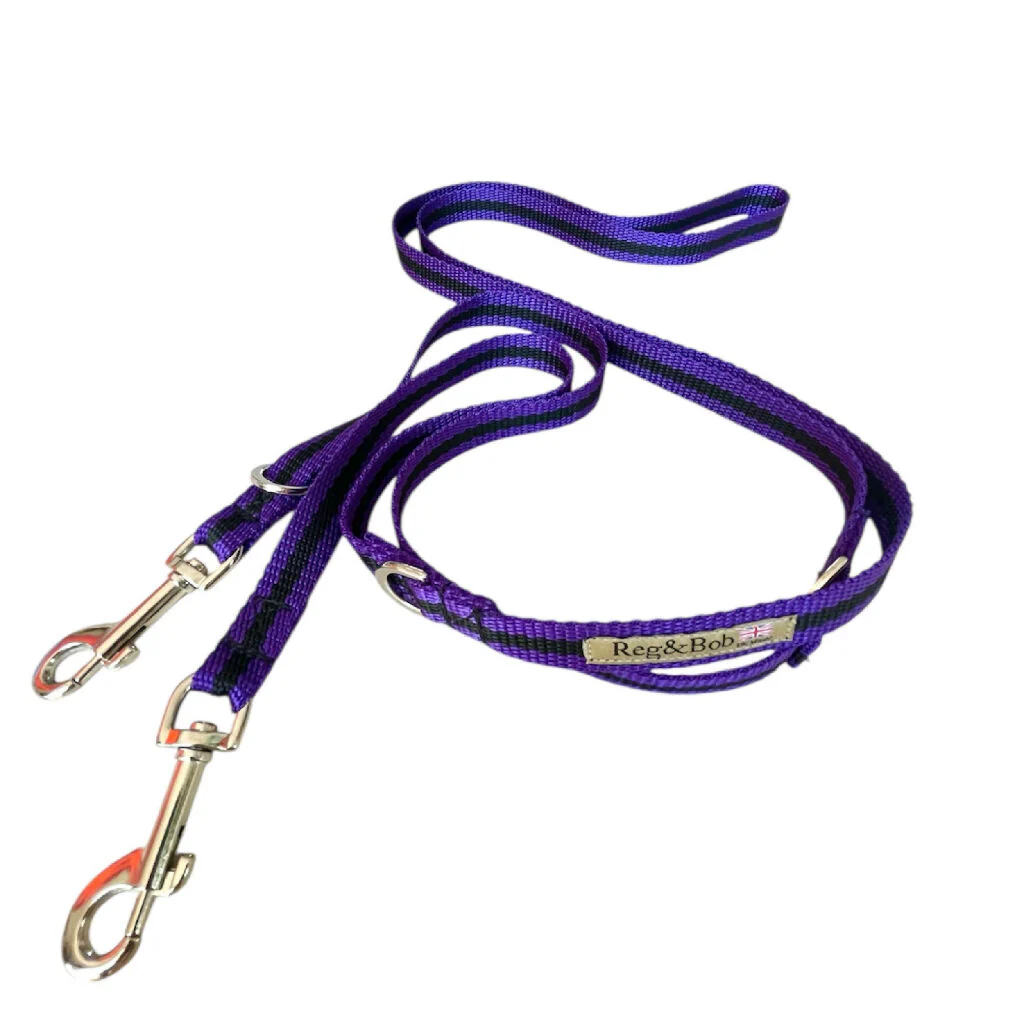 Multi-length Dog Lead In Purple And Black Stripe - 2 sizes - Image 2