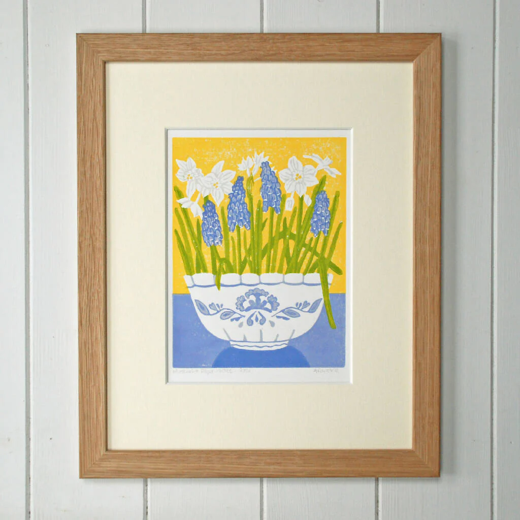 Muscari and Paperwhites - Limited Edition - Original Linocut Print