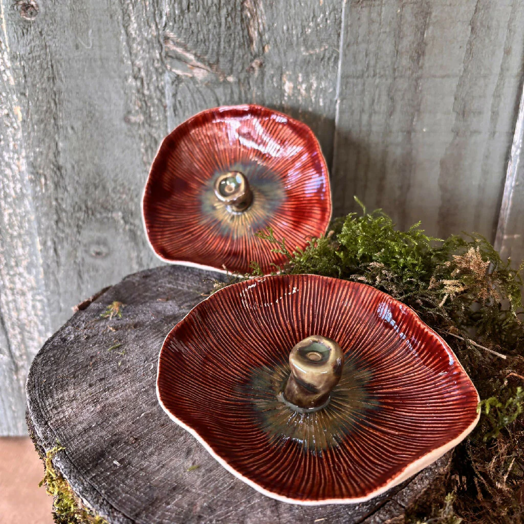 Mushroom toadstool incense stick holder ceramic pottery - Image 3