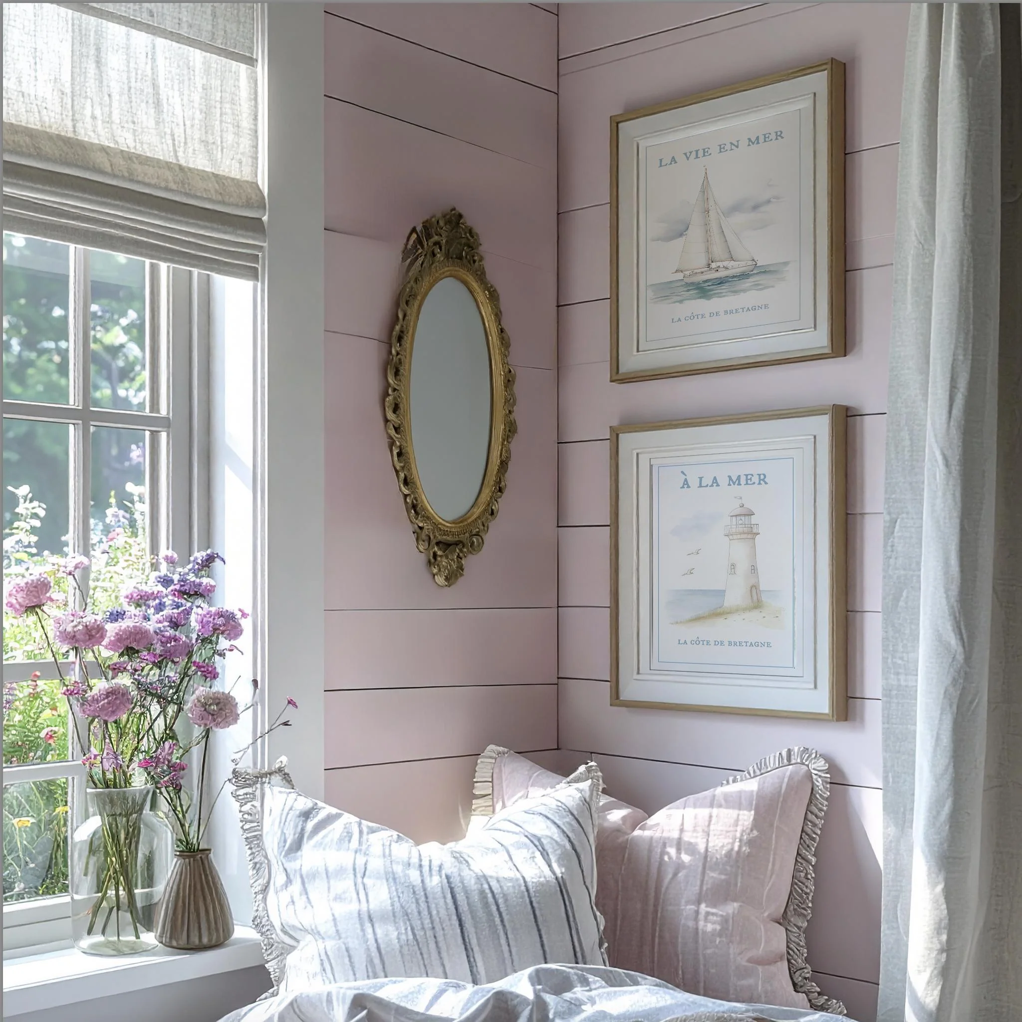 Nancy Meyers Style Lighthouse Watercolor Print Hamptons Aesthetic - Image 4