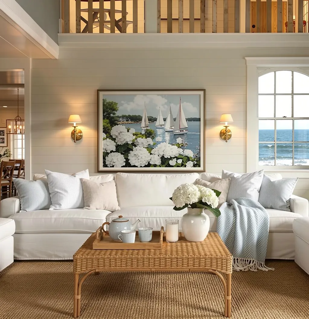 Nantucket Harbor Sailboat Art White Hydrangea Coastal Wall Art Nantucket Harbor Artwork - Image 2
