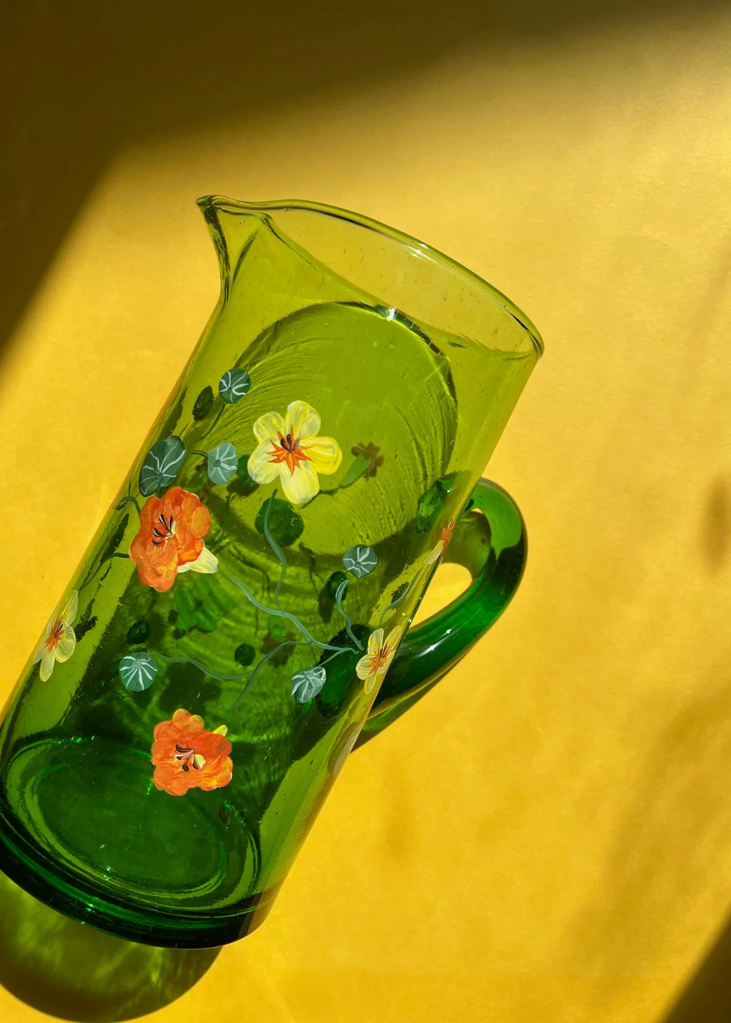 Nasturtium green recycled glass jug - Image 2