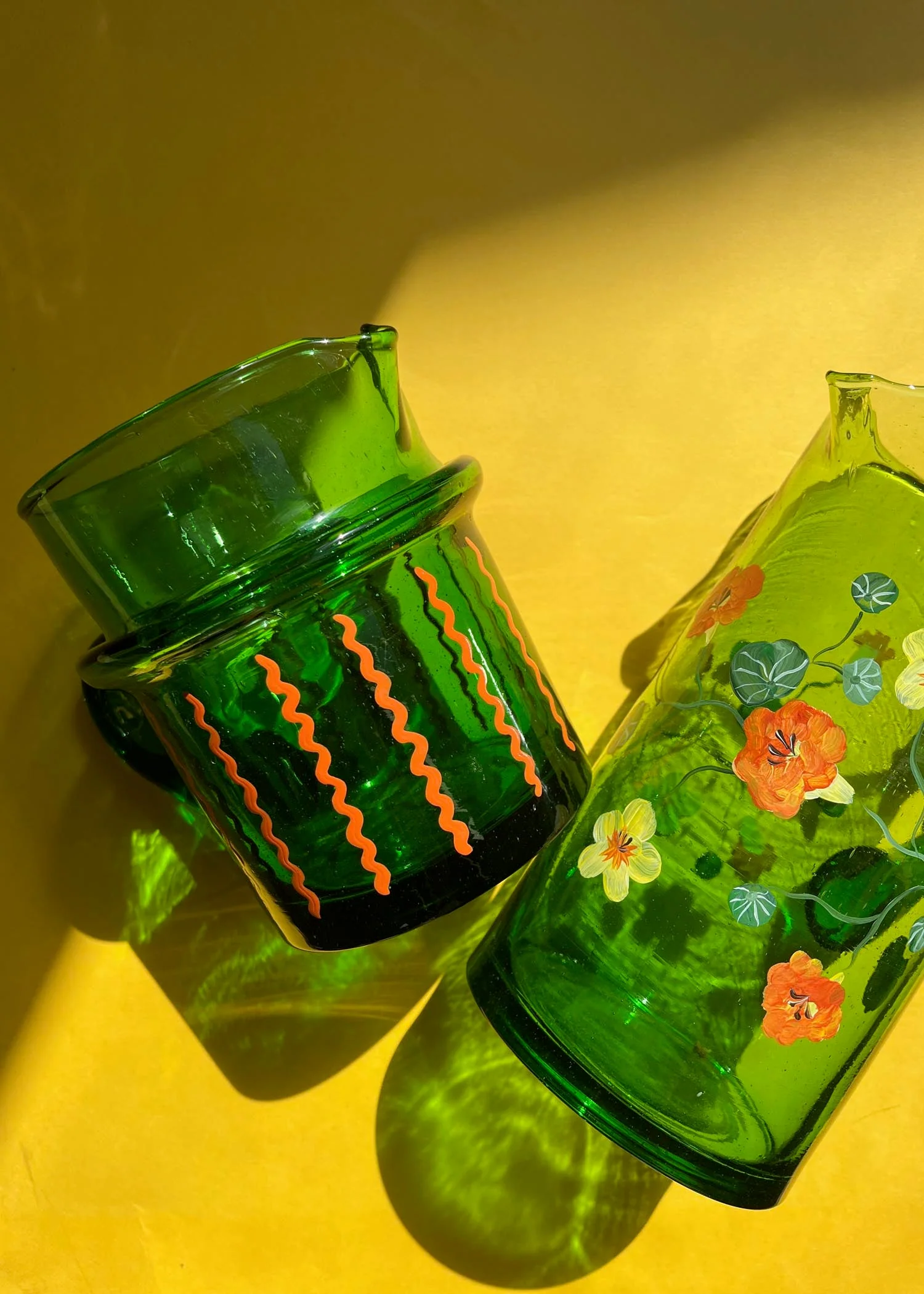 Nasturtium green recycled glass jug - Image 5