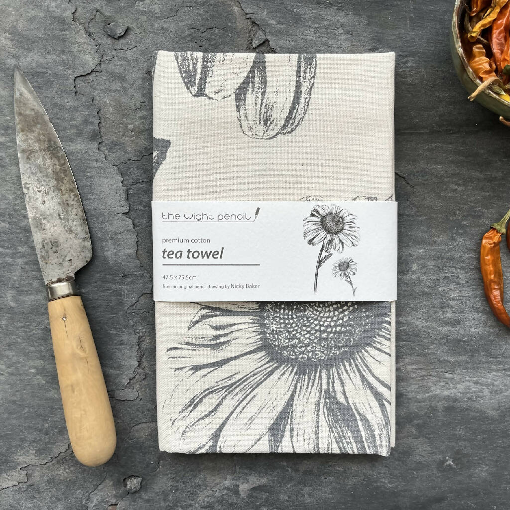 Natural Cotton Daisy Tea Towel - Image 5
