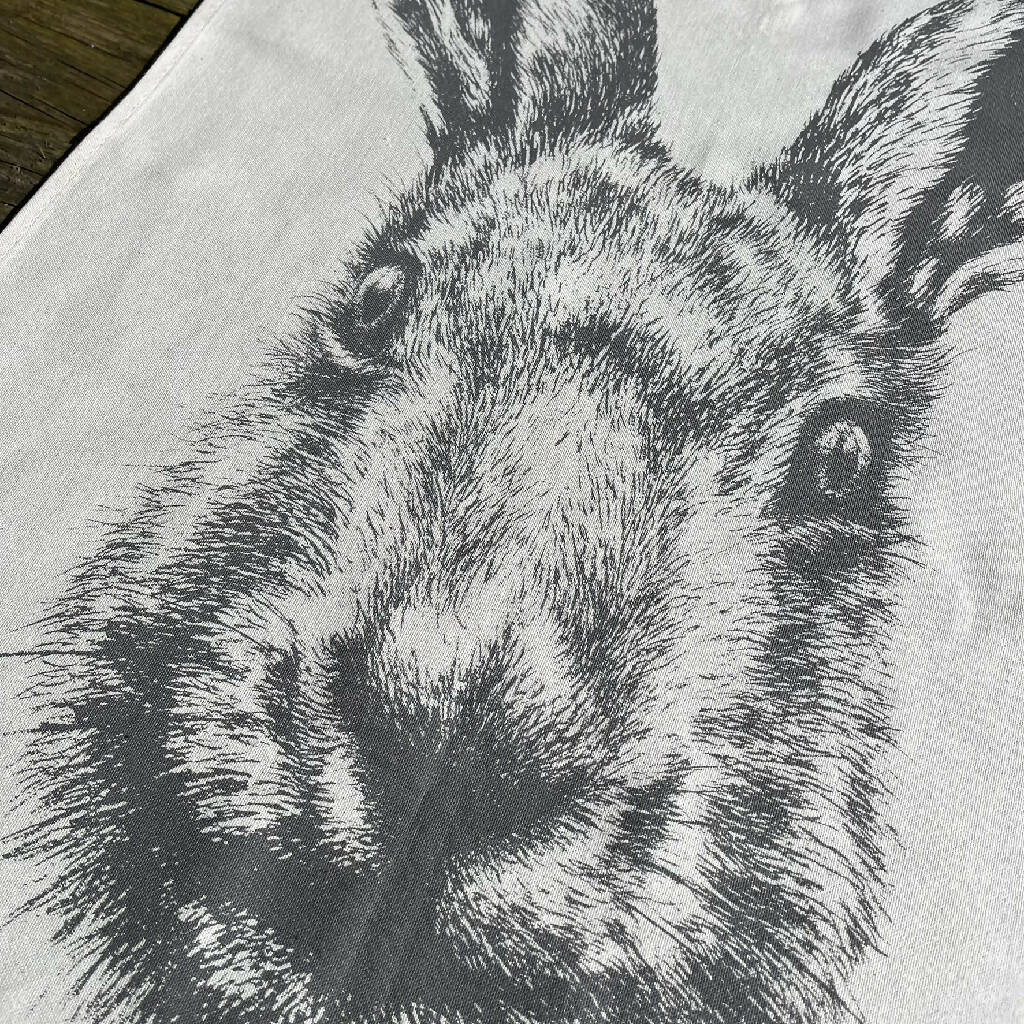 Natural Cotton Hare Tea Towel - Image 3