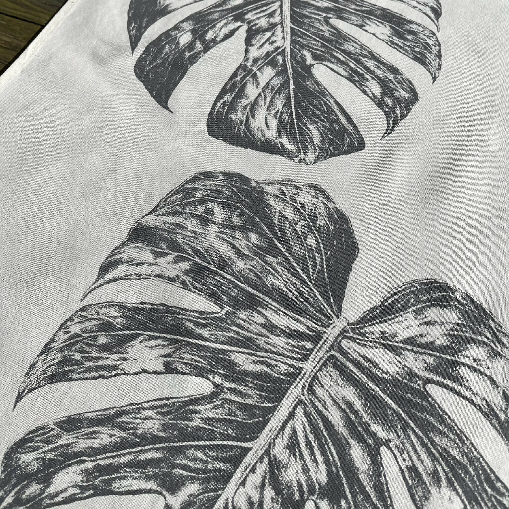 Natural Cotton Monstera Leaf Tea Towel - Image 3