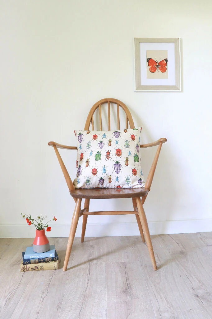 Natural Organic Colourful Beetle Cushion - Image 4