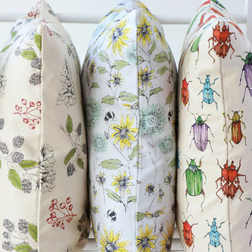 Natural Organic Colourful Beetle Cushion - Image 5